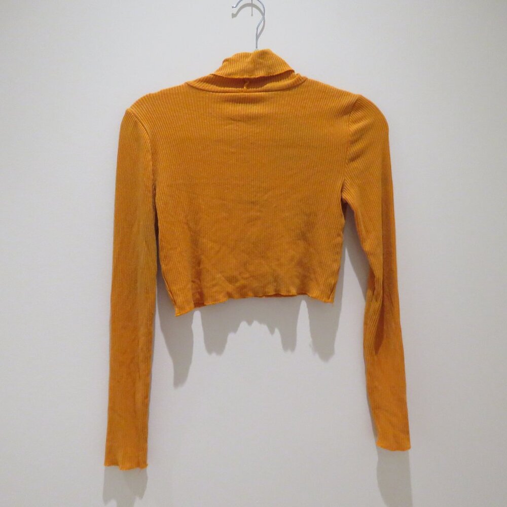 ARITZIA WILFRED Nova Ribbed Turtleneck Cropped Top in Orange Burst Small Y2K - Picture 9 of 14